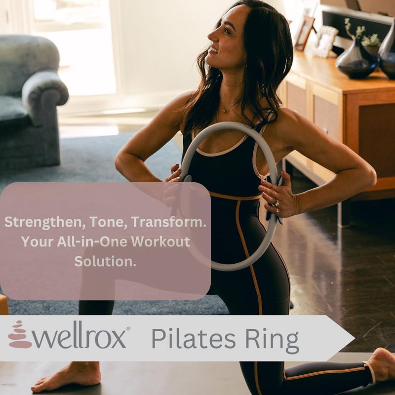 Wellrox حلقة بيلاتس وحقيبة حمل - حلقة يوغا سحرية خفيفة الوزن - جهاز تمرين للعضلات الأساسية والفخذين والذراعين لليوغا والبيلاتس وتدريب القوة (15 بوصة) - Image 5
